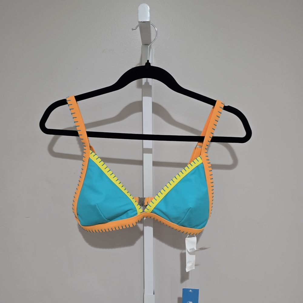 *NWT* Cupshe Take Me To Tulum Orange, Blue And Yellow Bikini Top **(Top Only)**